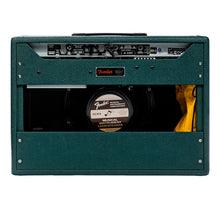 Load image into Gallery viewer, Green Fender '65 Deluxe Reverb guitar amplifier on a white background