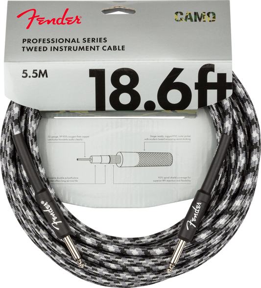 Fender Professional Series Instrument Cable Straight/Straight - 18.6' - Winter Camo