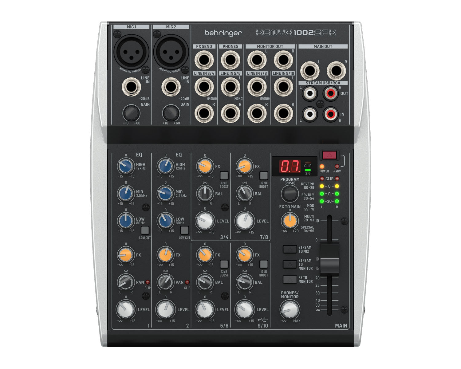 Behringer XENYX 1002SFX 10 Channel Mixer w/USB & Effects – Found Sound