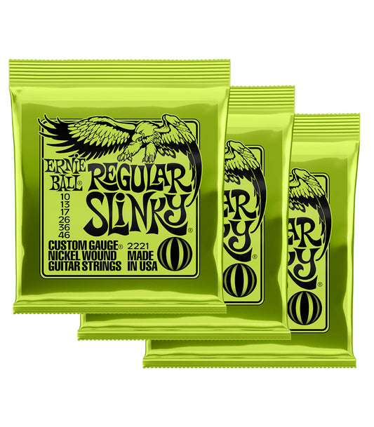 Ernie Ball 3 Pack Regular Slinky Nickel Wound Electric Guitar Strings - 10-46 Gauge