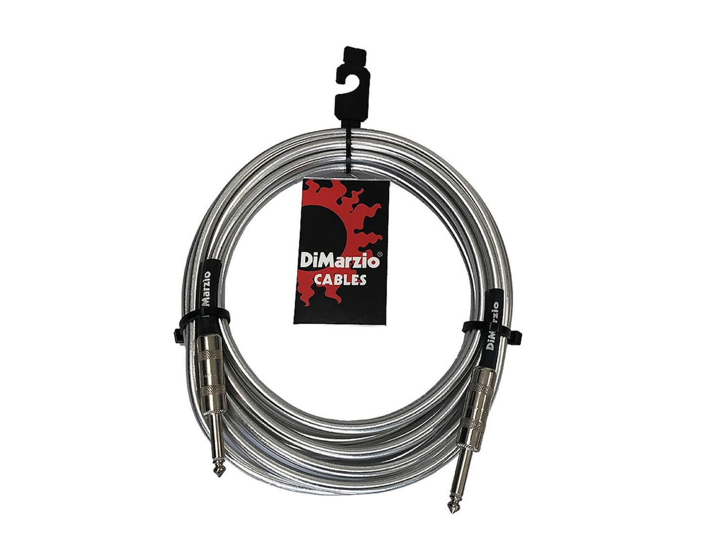 DiMarzio Metallic Silver Braided Guitar Cable 18 Foot Straight Ends