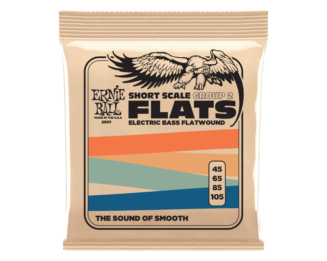 Ernie Ball Short Scale Flatwound Group 2 Electric Bass Strings - 45-105 Gauge