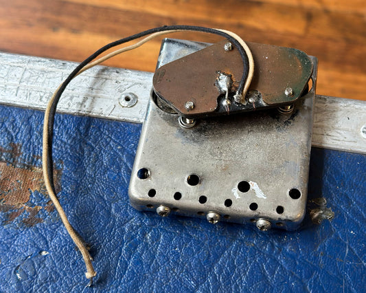1960s Fender Telecaster Bridge Pickup & Bridge Plate - Pat No DES.164227 2,573,254 w/ Original Saddles - Top Loader & String Thru