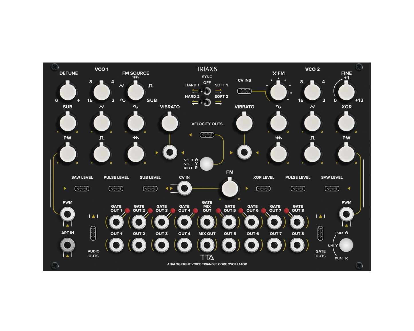 Tiptop Audio Triax8 Analog Eight-Voice Triangle Core Oscillator