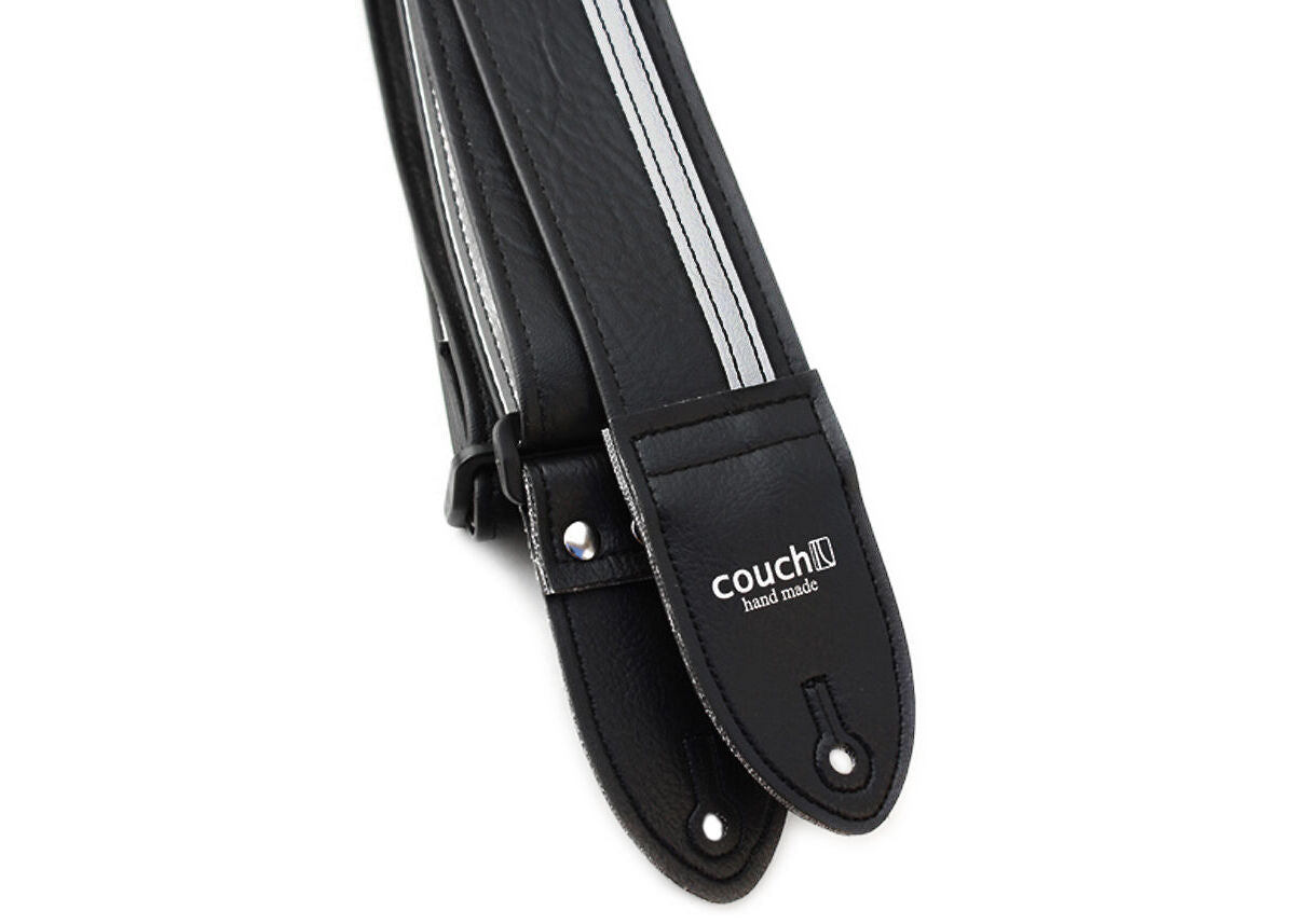 Couch Straps Black with Silver Racer X Guitar Strap