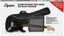 Load image into Gallery viewer, Fender Squier Affinity Series Stratocaster HSS Pack - Charcoal Frost Metallic with Frontman 15G