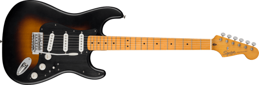 Fender Squier 40th Anniversary Stratocaster Vintage Edition - Black Anodised Pickguard - Satin Wide 2-Colour Sunburst