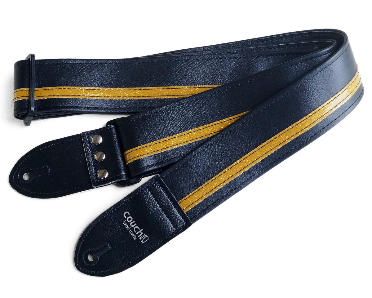 Couch Straps Black with Gold Stripe Guitar Strap Found Sound