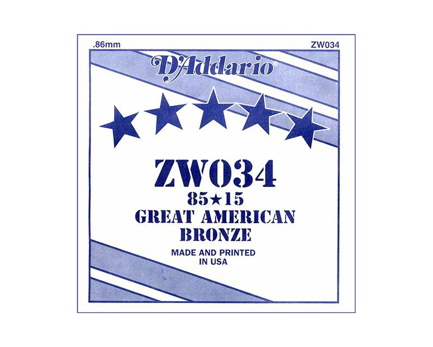 D'Addario 85/15 Bronze wound 034