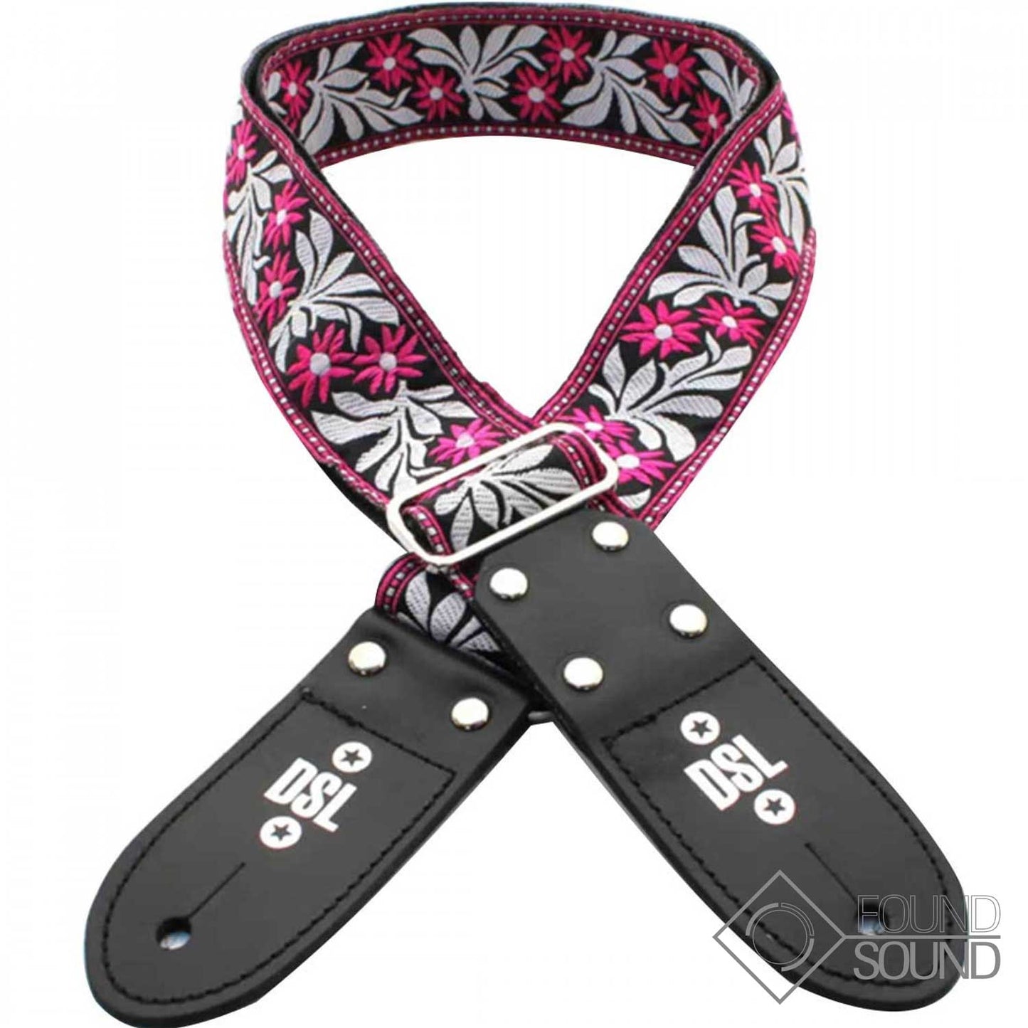 DSL Jacquard Weave Flower Fuchsia Guitar Strap