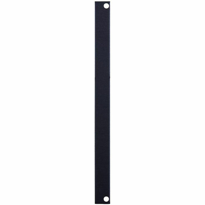 A black 2HP blank panel for eurorack synthesizers made by Doepfer.