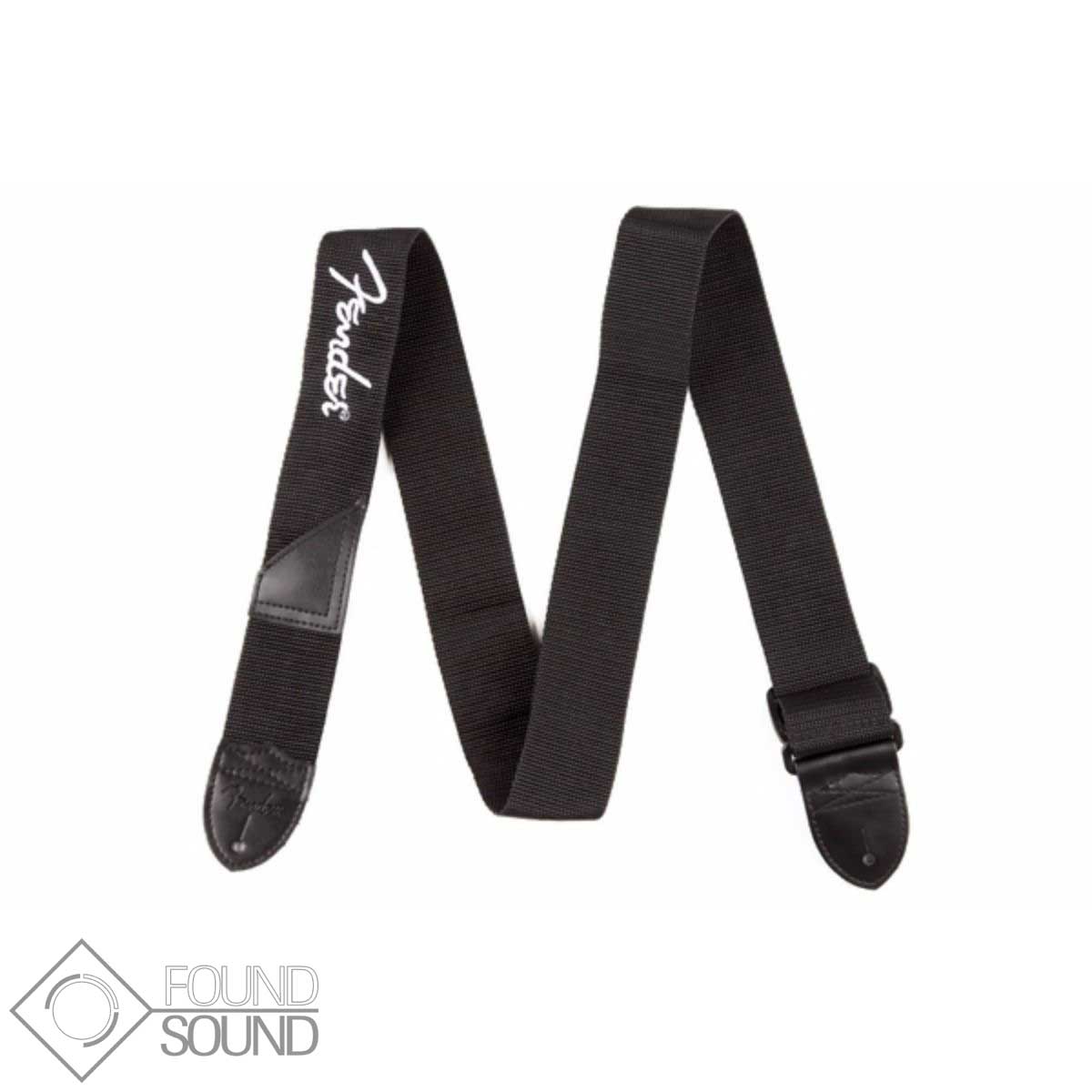 Fender 2 Inch Polyester Guitar Strap Black w/ White Logo