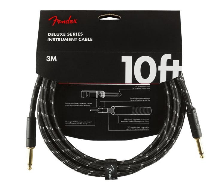 Fender Deluxe Series 10' Instrument Cable Black Tweed