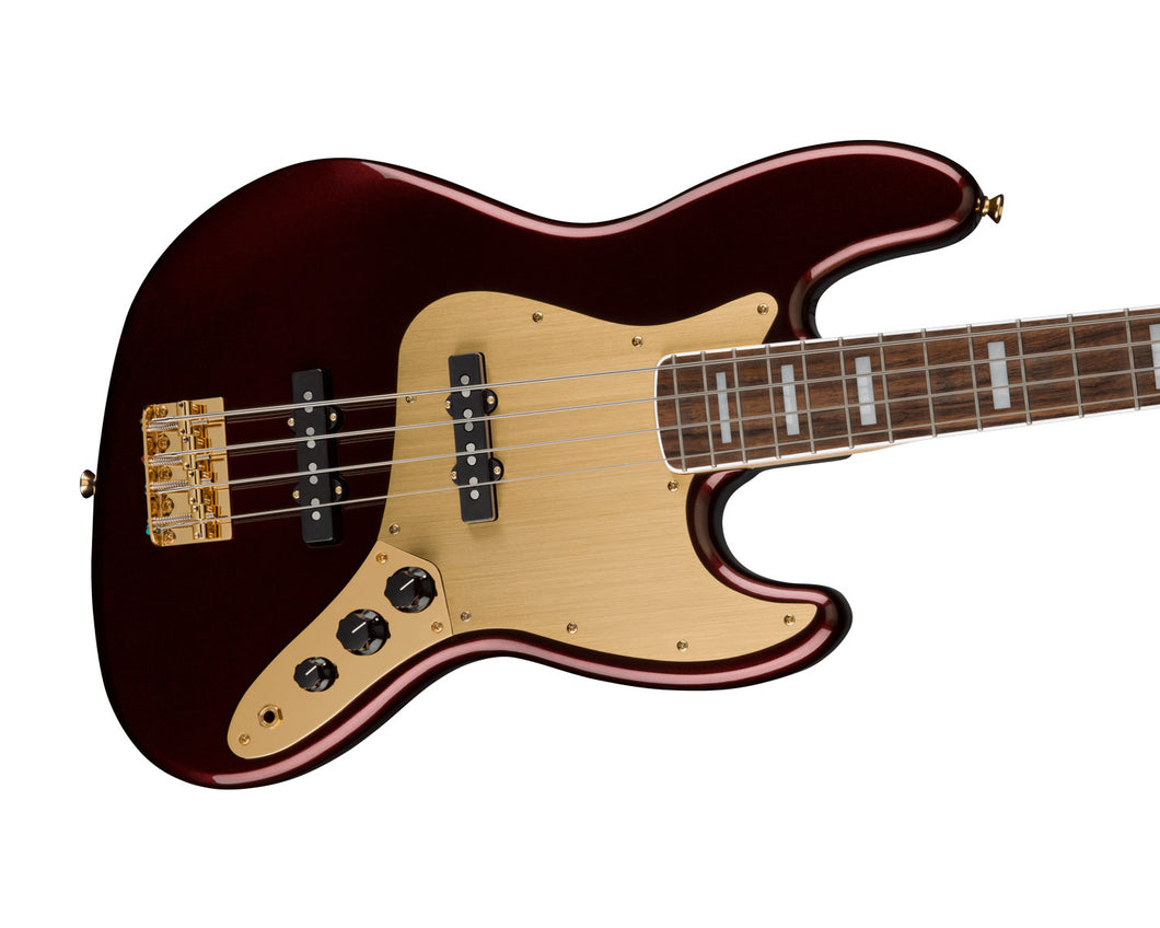 Fender Squier 40th Anniversary Jazz Bass Gold Edition - Ruby Red Metallic