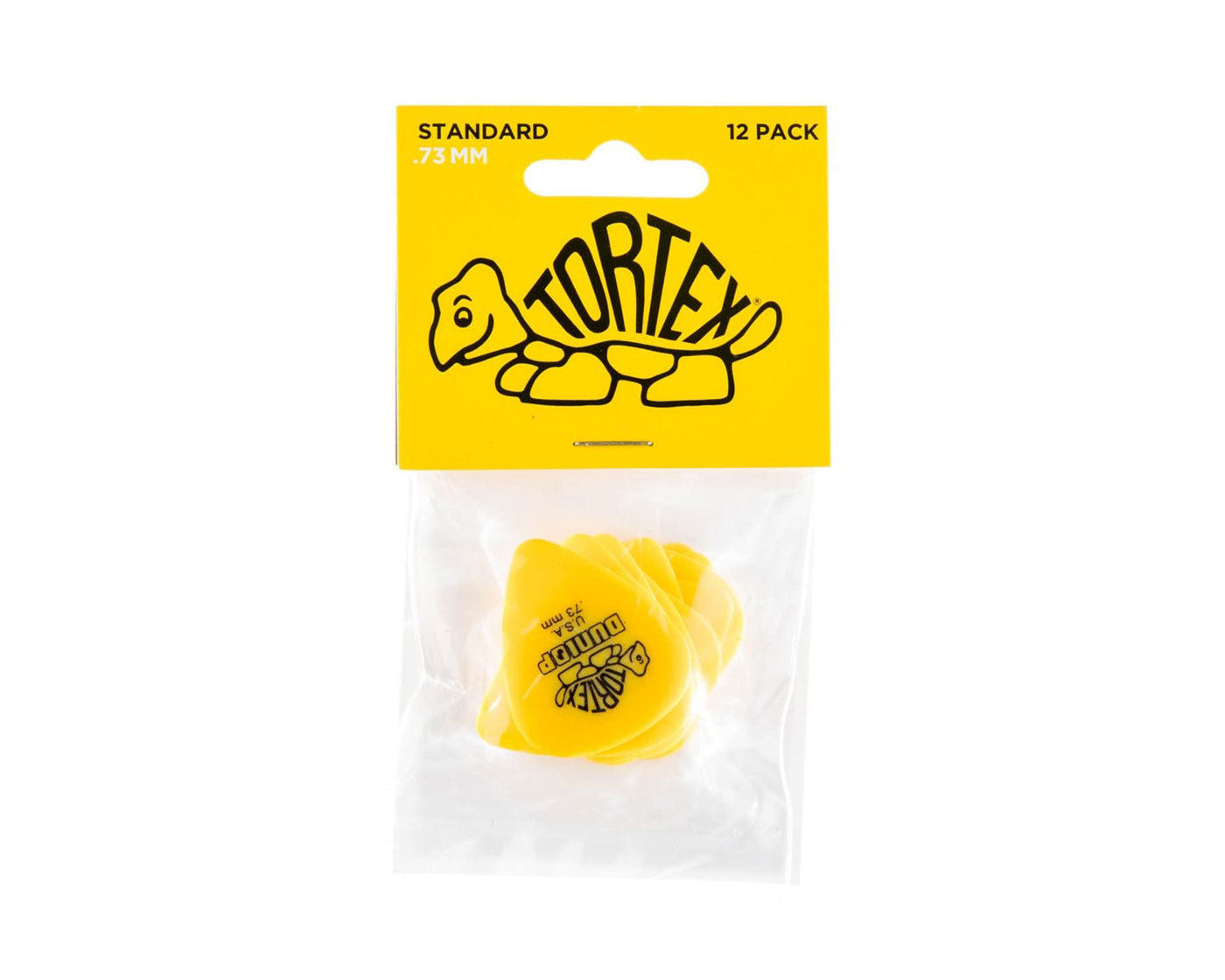 Jim Dunlop .73mm Yellow Tortex Picks - (pack of 12)