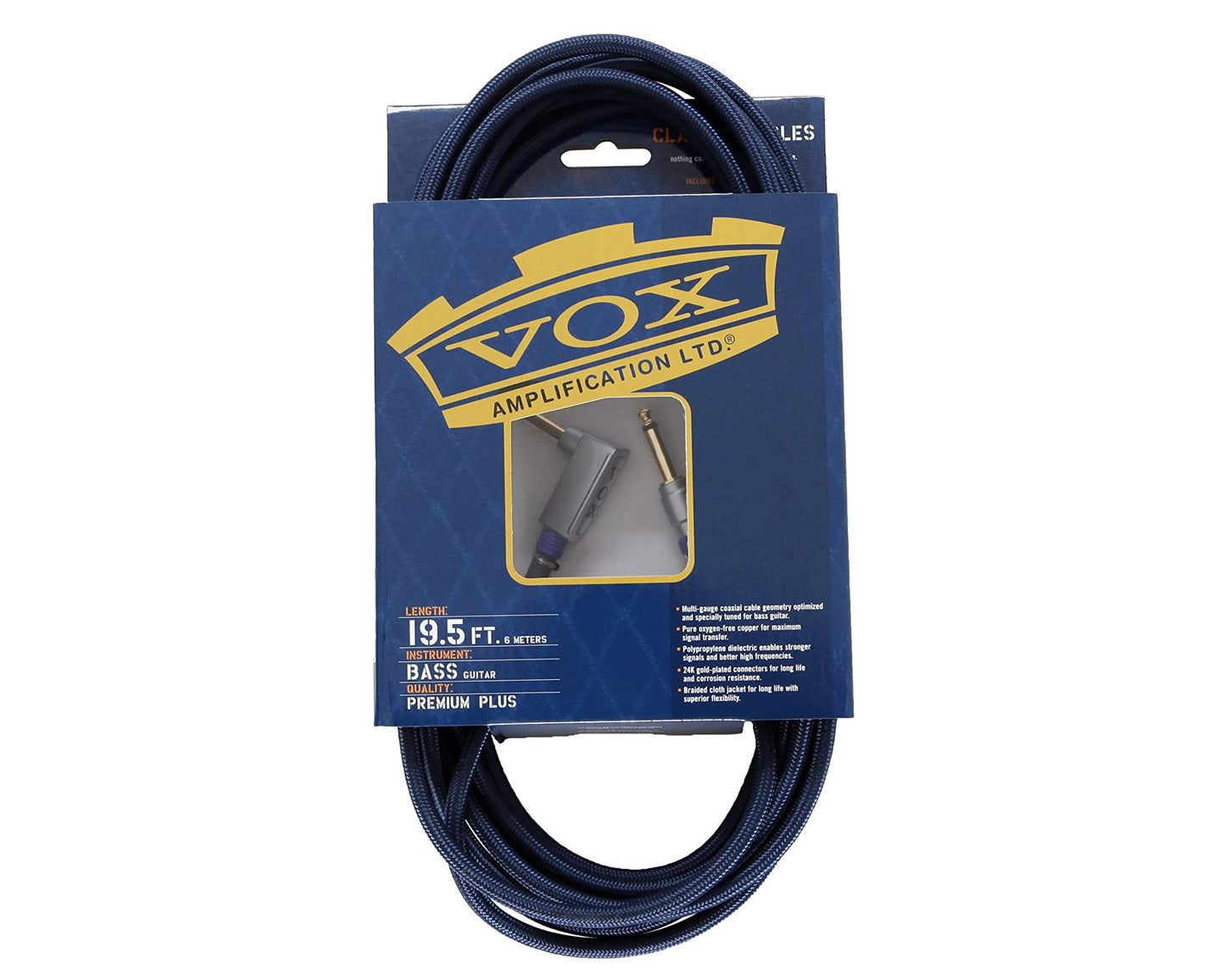 VOX VGC-19BL 19ft Class A Bass Guitar Cable Blue
