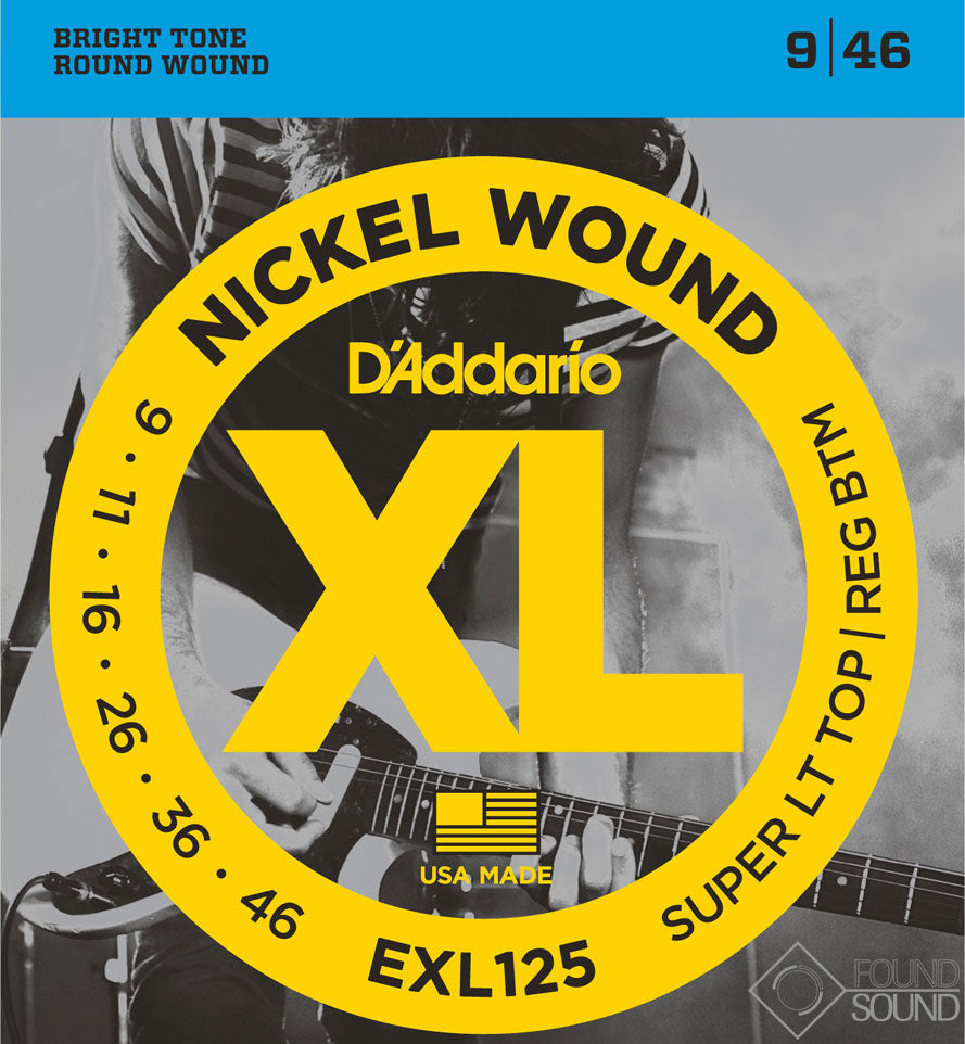 D'Addario EXL125 Nickel Wound Super Light Top/Regular Bottom Guitar Strings