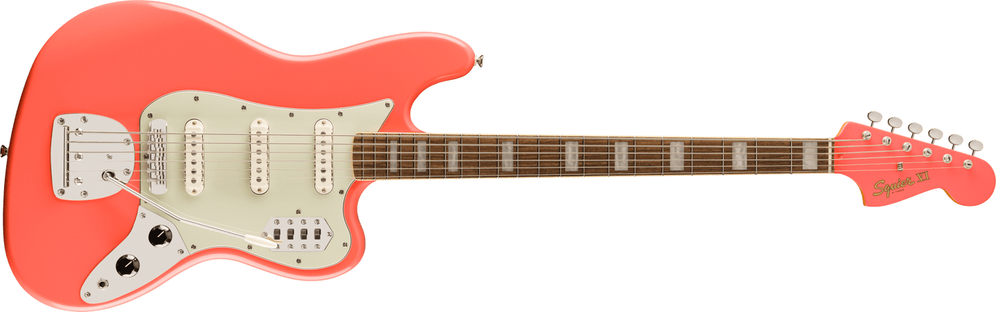 Fender Squier FSR Classic Vibe Bass VI Laurel Fingerboard Mint Pickguard Matching Headstock Tahitian Coral
