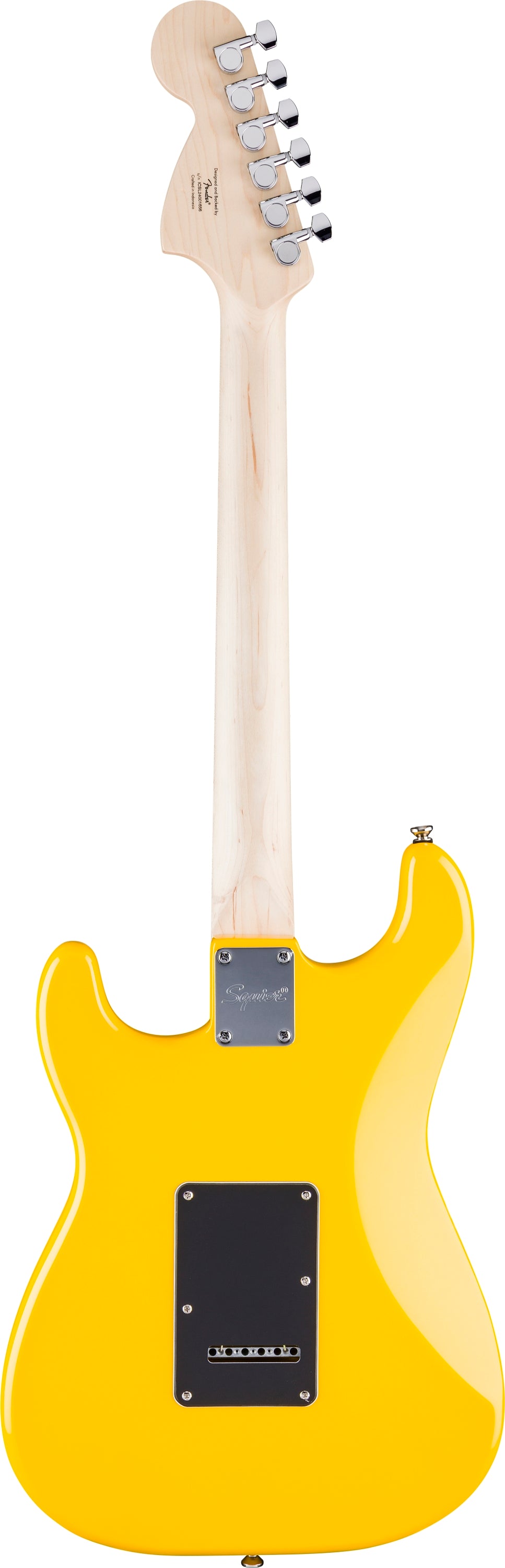 Fender Squier FSR Affinity Series Stratocaster HSS Maple Fingerboard Black Pickguard White Plastic Parts Graffiti Yellow