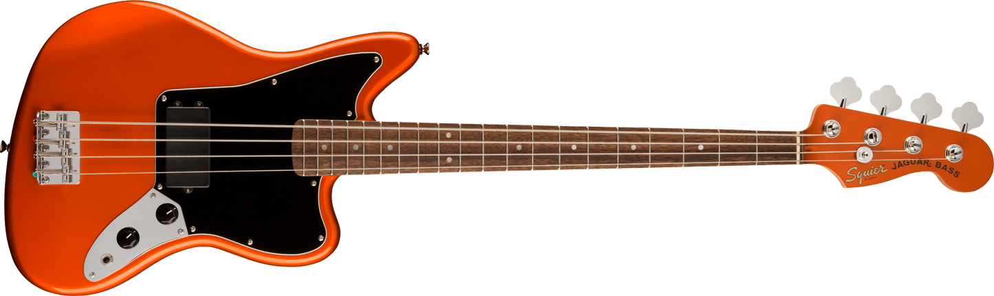 Fender Squier FSR Affinity Series Jaguar Bass H Laurel Fingerboard Black Pickguard Matching Headstock Metallic Orange