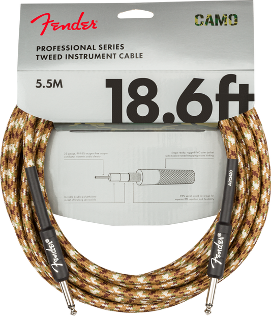 Fender Professional Series Instrument Cable Straight/Straight 18.6' - Desert Camo