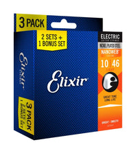 Load image into Gallery viewer, Elixir 16542 10-46 Nanoweb Electric Guitar Strings 3 Sets for the Price of 2
