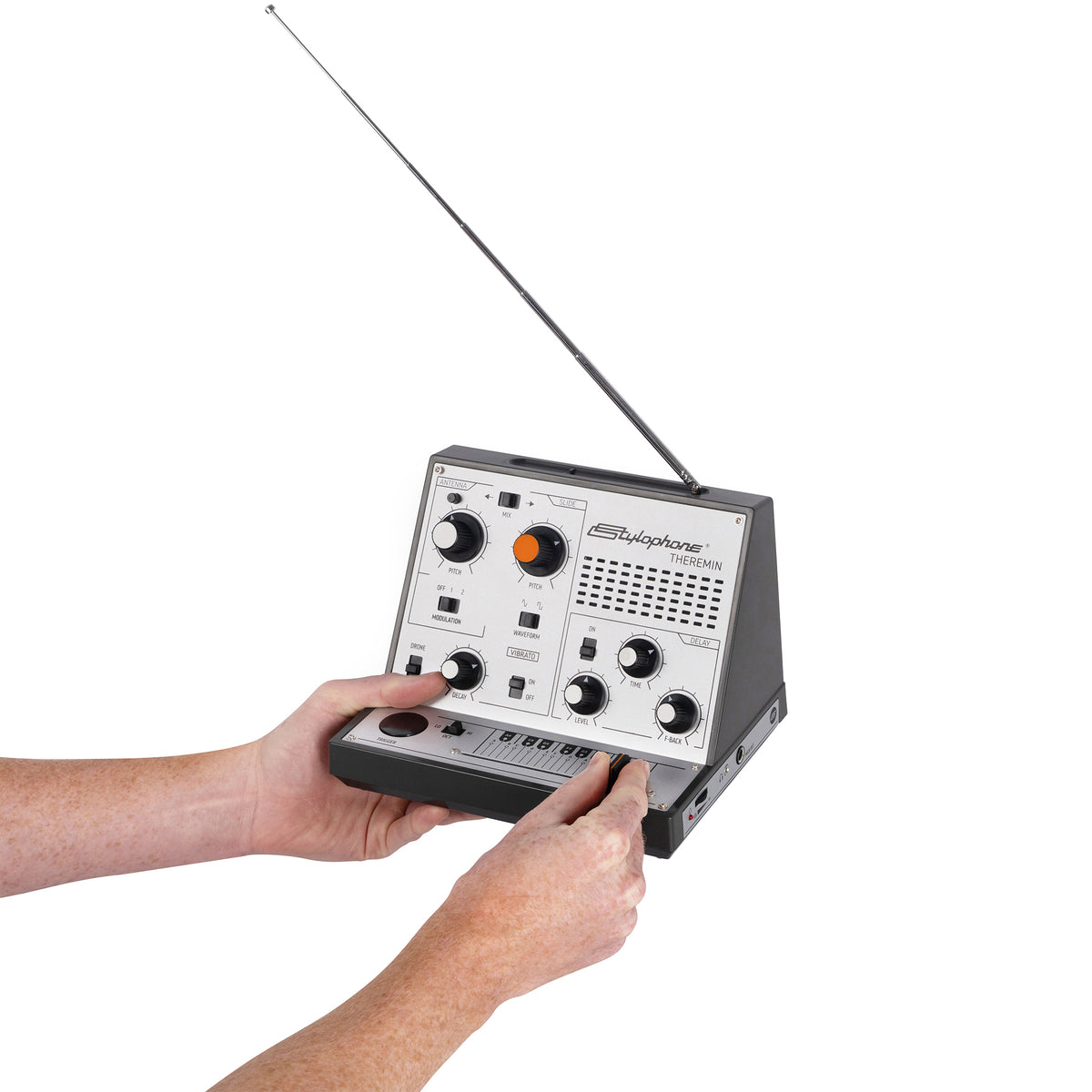 Dübreq Stylophone Theremin Portable Touch Sensitive Synthesizer