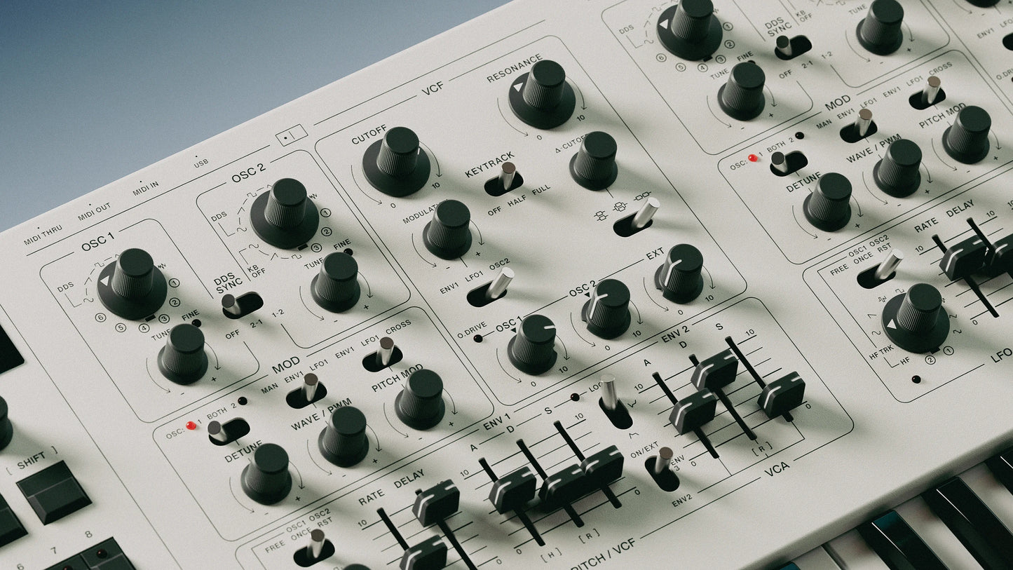 UDO DMNO 8-Voice Dual Timbre Synthesizer - White
