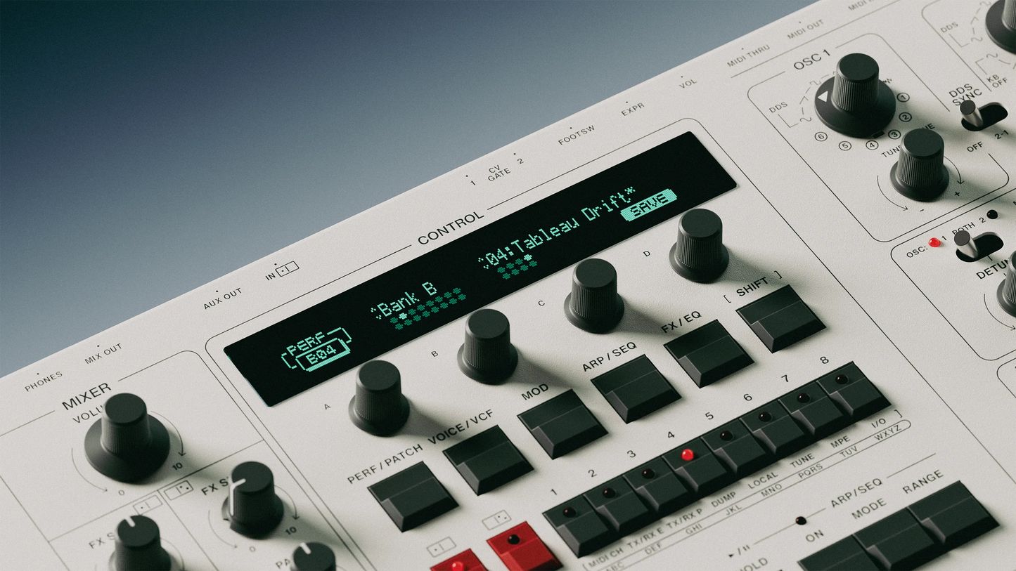 UDO DMNO 8-Voice Dual Timbre Synthesizer - White