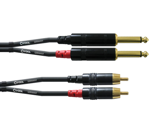 Cordial Essentials REAN 2x 6.3mm Mono Gold to RCA Gold (3m)