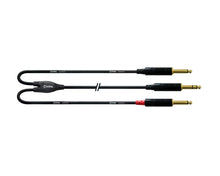 Load image into Gallery viewer, Cordial Essentials REAN Plug 6.3mm Stereo Gold to 2x 6.3MM Mono Gold - Long Pigtail Side (1.5m)
