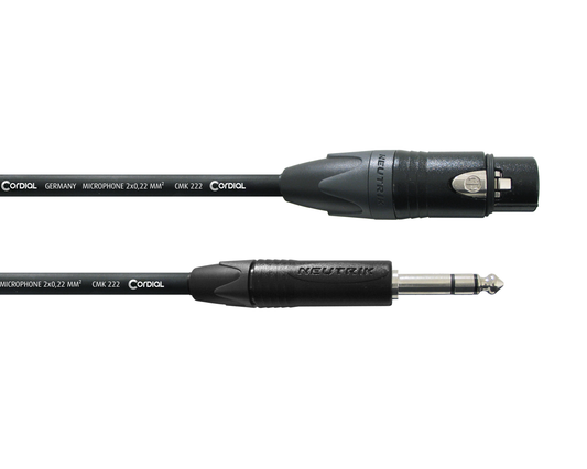 Cordial Select NEUTRIK XLR female to 6.3mm Stereo Black (5m)