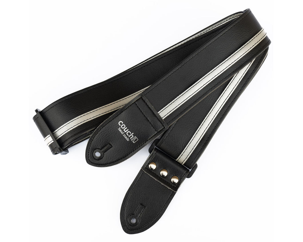 Couch Straps Black with Silver Racer X Guitar Strap