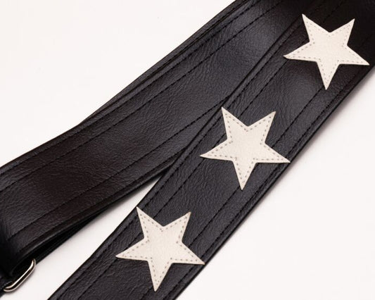 Couch Straps Custom Stars Guitar Strap - Black with White Stars