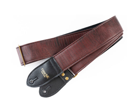 Couch Straps Oxblood Faux Lizard Skin Guitar Strap