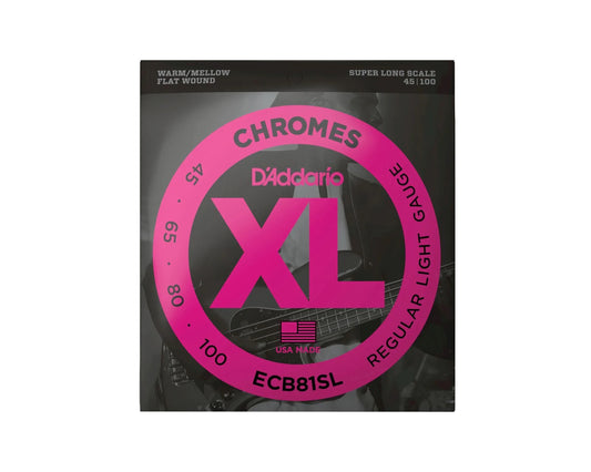 D'Addario ECB81SL Chromes Bass Guitar Strings, Light, 45-100, Super Long Scale