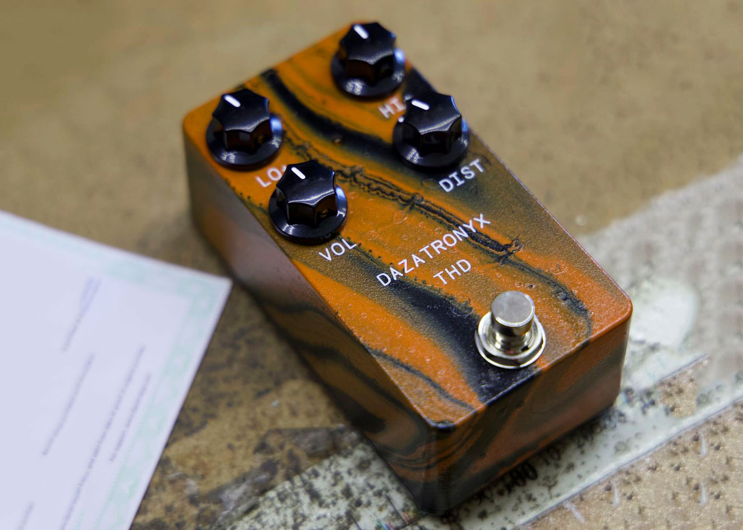 Limited Edition Dazatronyx THD - Custom Orange Swirl Distortion Pedal