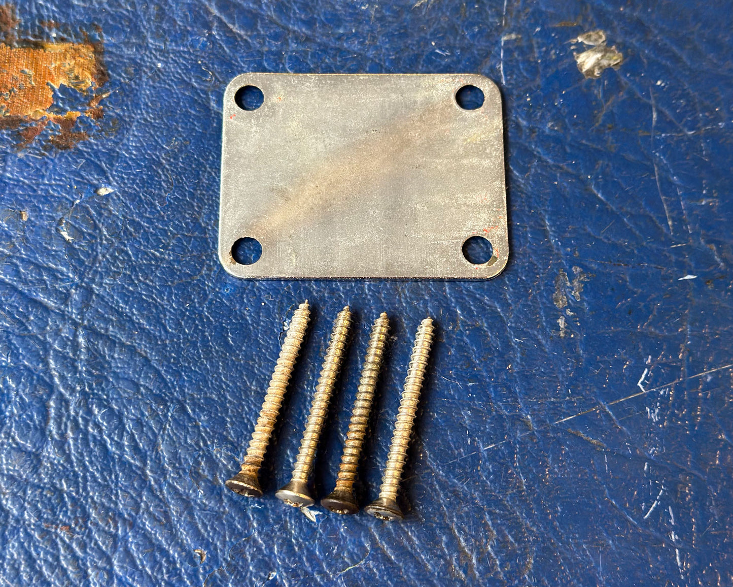 Original 1959 Fender Neckplate for Stratocaster, Telecaster, Jazzmaster, Precision Bass, Mustang w/ Full Thread Mounting Screws - Serial #38631