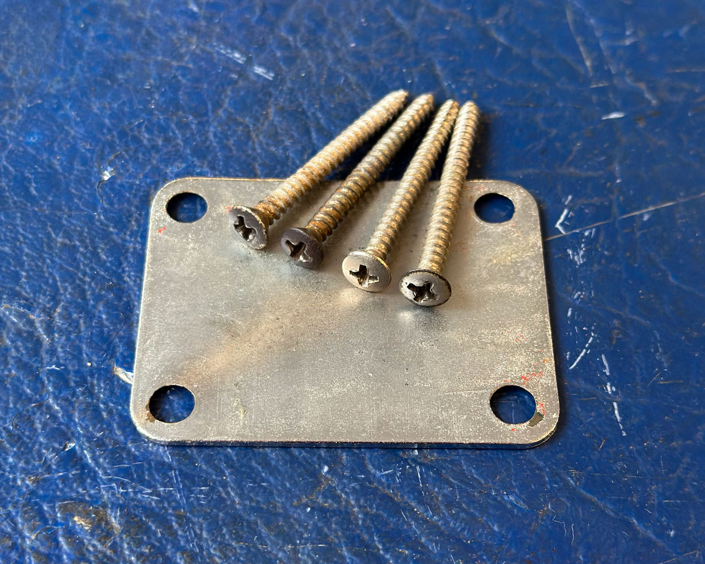 Original 1959 Fender Neckplate for Stratocaster, Telecaster, Jazzmaster, Precision Bass, Mustang w/ Full Thread Mounting Screws - Serial #38631