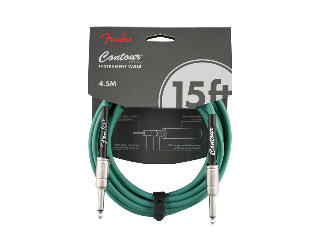 Fender Contour 15' Cable - Sherwood Green