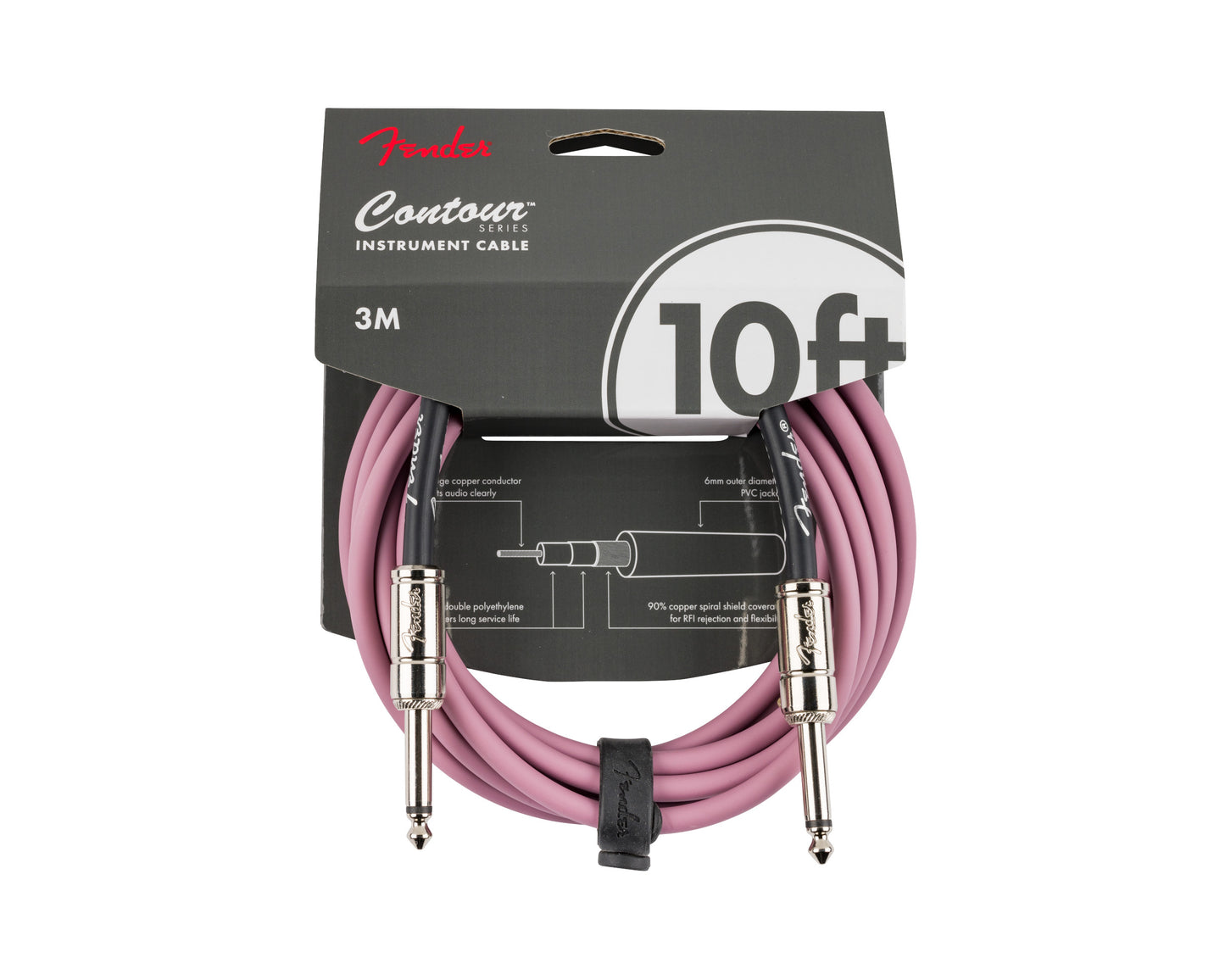 Fender Contour Instrument Cable Burgundy Mist 10'