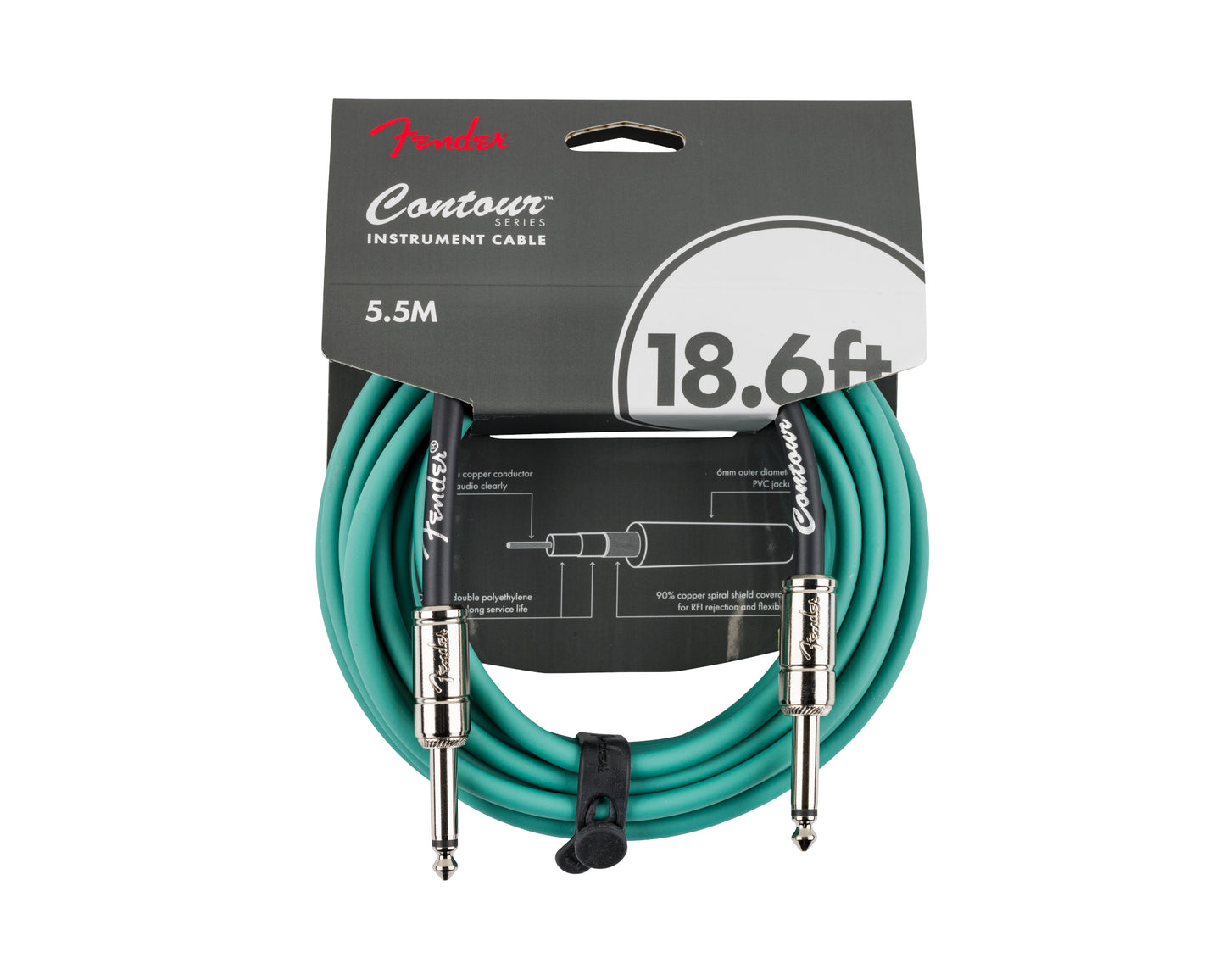 Fender Contour Instrument Cable Sherwood Green 18.6'