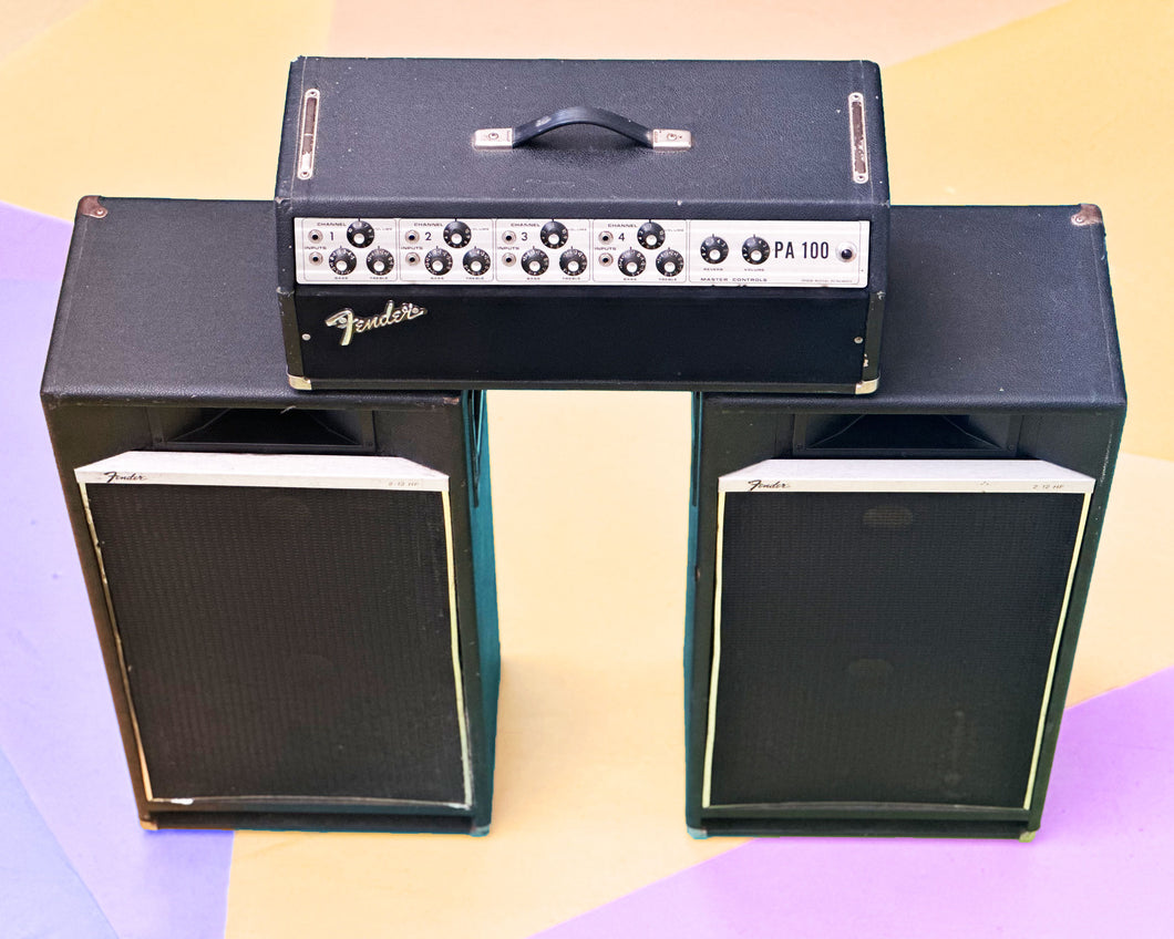 75 Fender PA 100 Valve PA head wth 2 12HF Speaker Columns Found