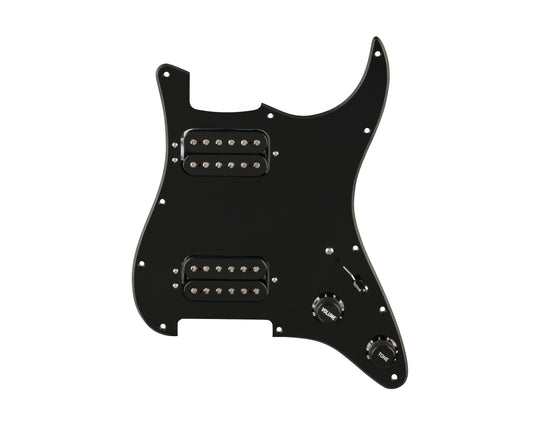 Fender Pre-Wired Strat Pickguard Quadra Tap HH 11 Hole PG - Black