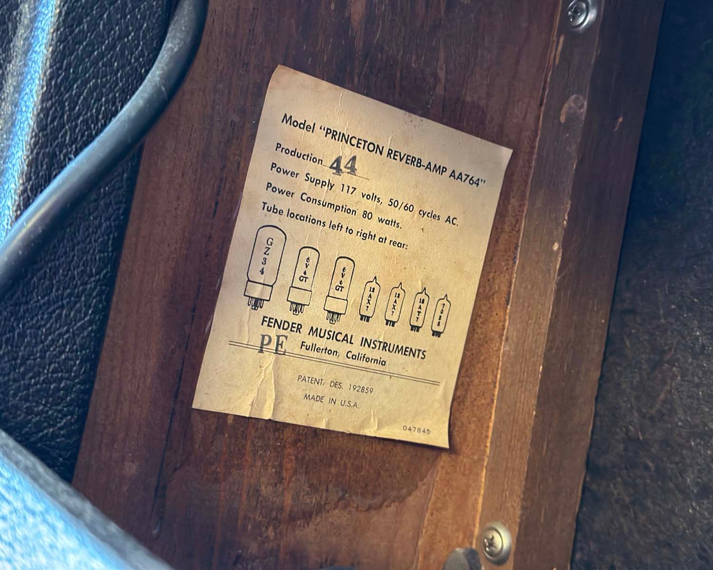 1966 Black Panel Fender Princeton Reverb-Amp - 110 Volts