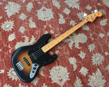 Load image into Gallery viewer, Fender Squier 40th Anniversary Jazz Bass - Vintage Edition w/ Black Anodized Pickguard &amp; Satin Wide 2-Color Sunburst
