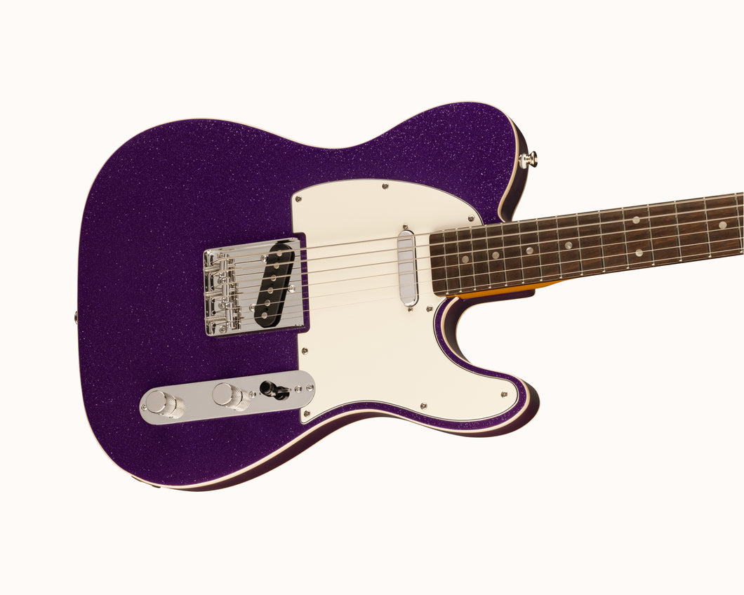 Fender Squier Classic Vibe Baritone Custom Telecaster Laurel Fingerboard Parchment Pickguard Purple Sparkle