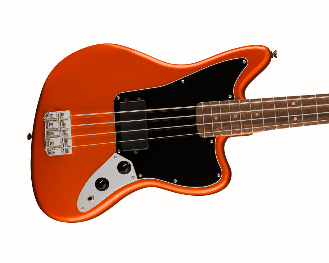 Fender Squier FSR Affinity Series Jaguar Bass H Laurel Fingerboard Black Pickguard Matching Headstock Metallic Orange