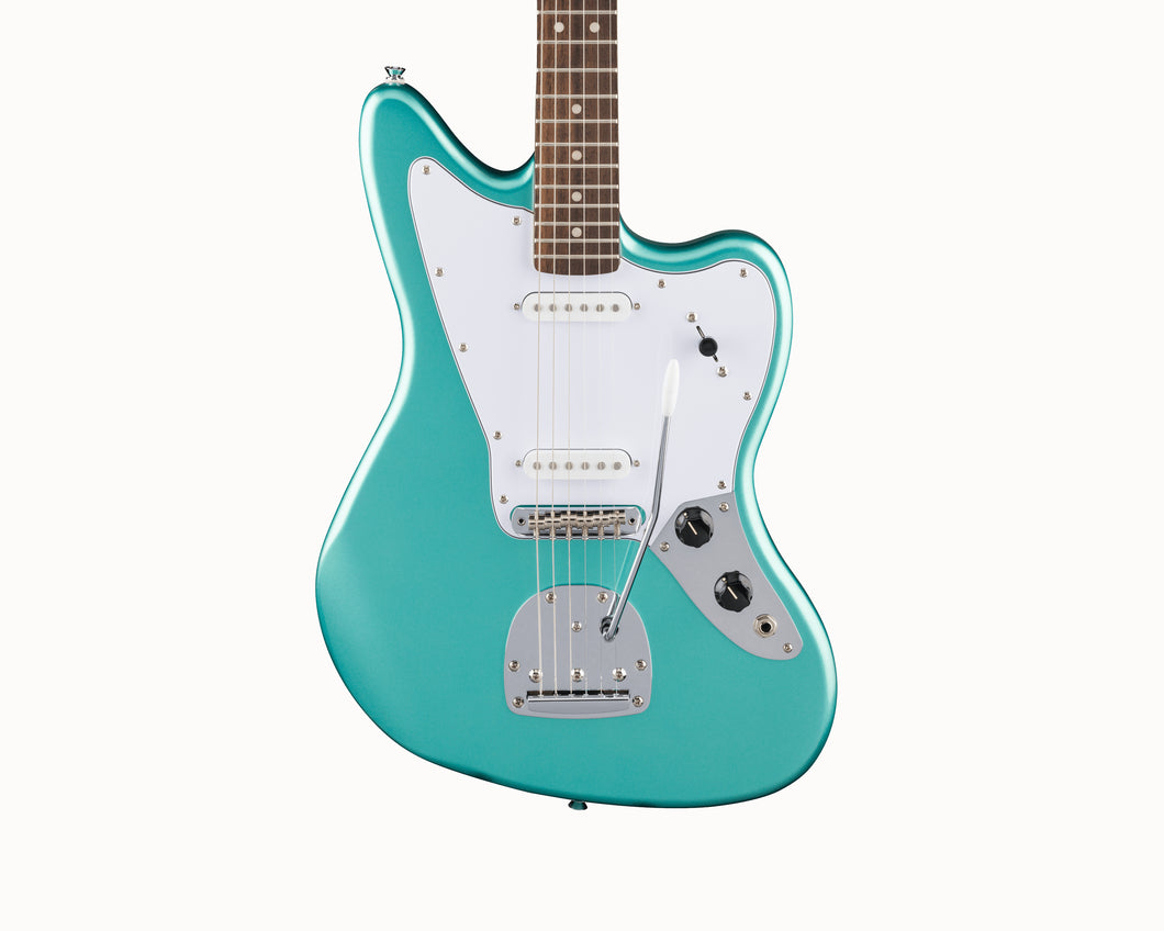 Fender Squier FSR Affinity Series Jaguar Laurel Fingerboard White Pickguard Mystic Surf Green