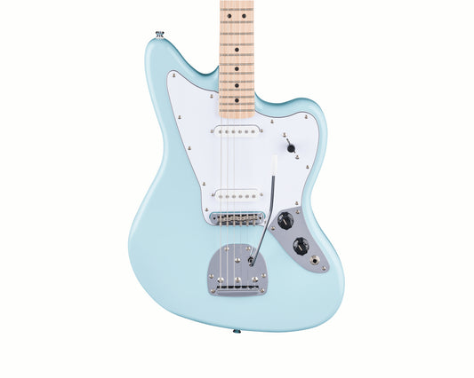 Fender Squier FSR Affinity Series Jaguar Maple Fingerboard White Pickguard Matching Headstock Daphne Blue